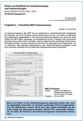 Flugblatt MRT-Untersuchung